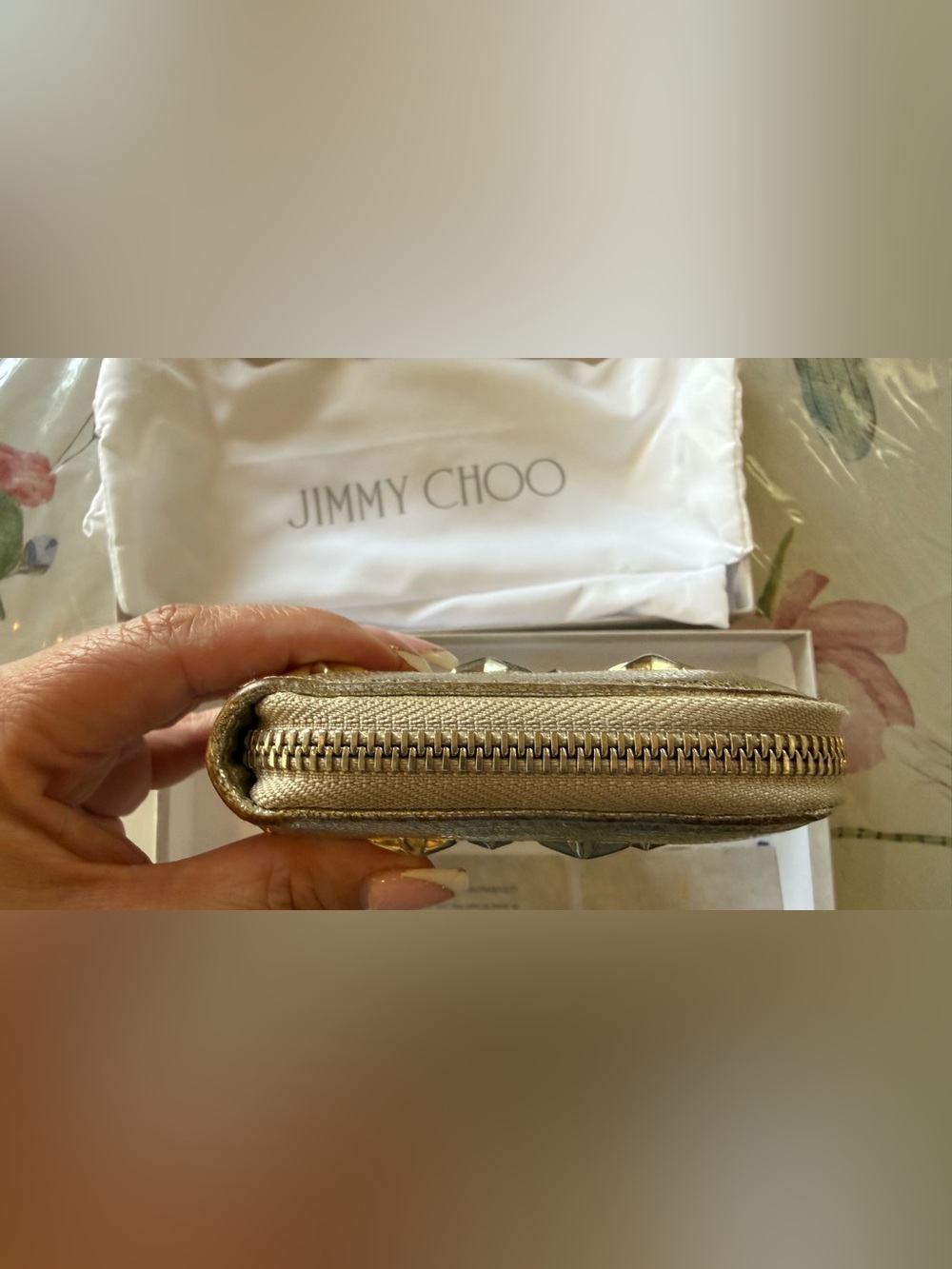 Jimmy Choo Metallic Star-Embellished Wallet- Silver Color / Silver-tone hardware - Picture 6 of 16